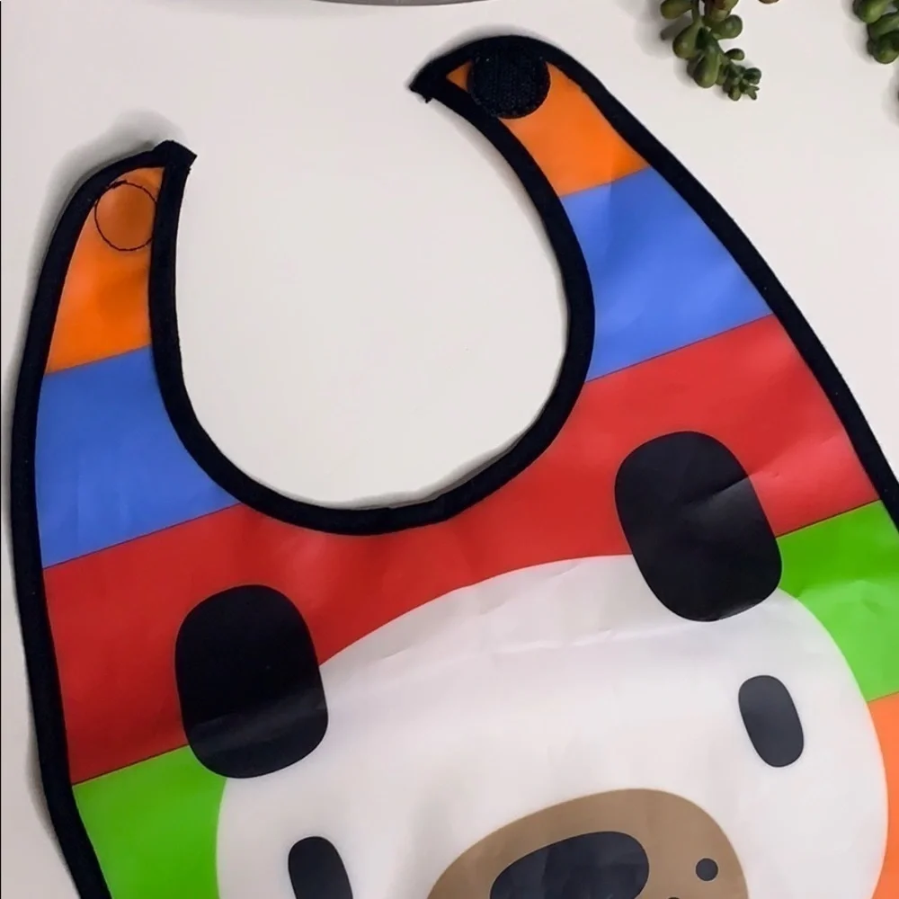 Panda Bear Rainbow Easy clean Wipe-able baby bib